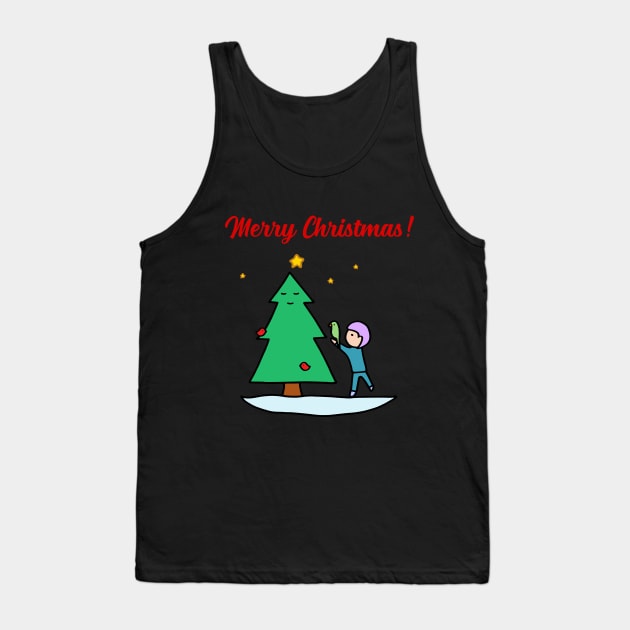 Merry Christmas - Sustainable Tree (Black) Tank Top by ImperfectLife
